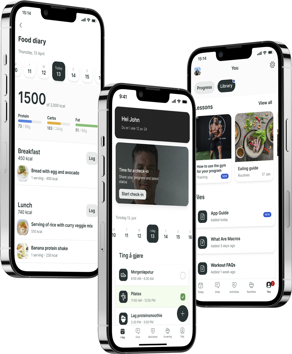 A mockup of the coaching app showcasing the features.